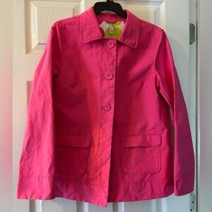 Old Navy 3 Button Trench Rain Coat Bubblegum Pink M 100% Cotton